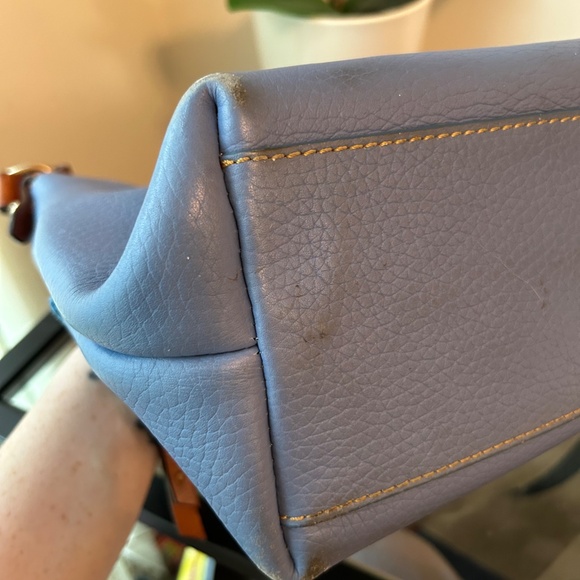 Dooney & Bourke Pebble Leather Sky Blue Shoulder Bag with Brown Accents - Picture 9 of 15